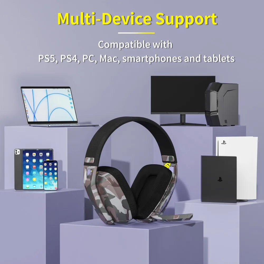 Wireless Gaming Headset with Mic Camouflage