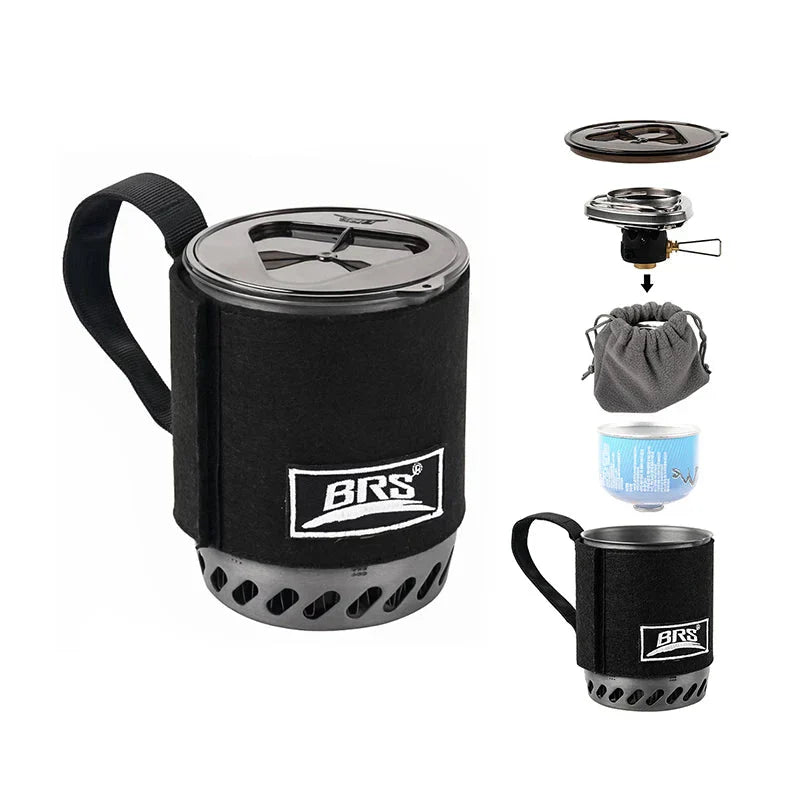 Boiler Camping Stove Kit Heat Pot And Burner System Black