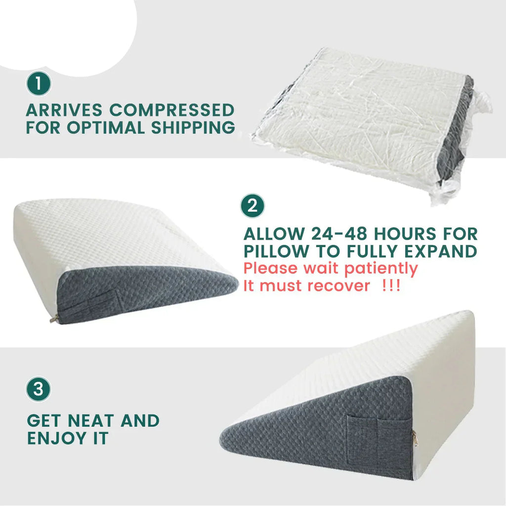 2-Piece Memory Foam Wedge Pillow Set Triangle Neck Support Dark Grey