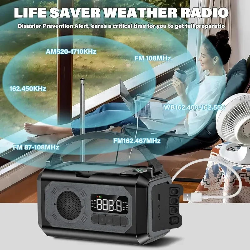 Emergency Hand Crank Solar Radio Gray