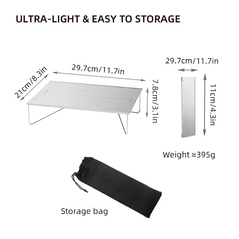 Ultralight Mini Folding Camping Table Silver