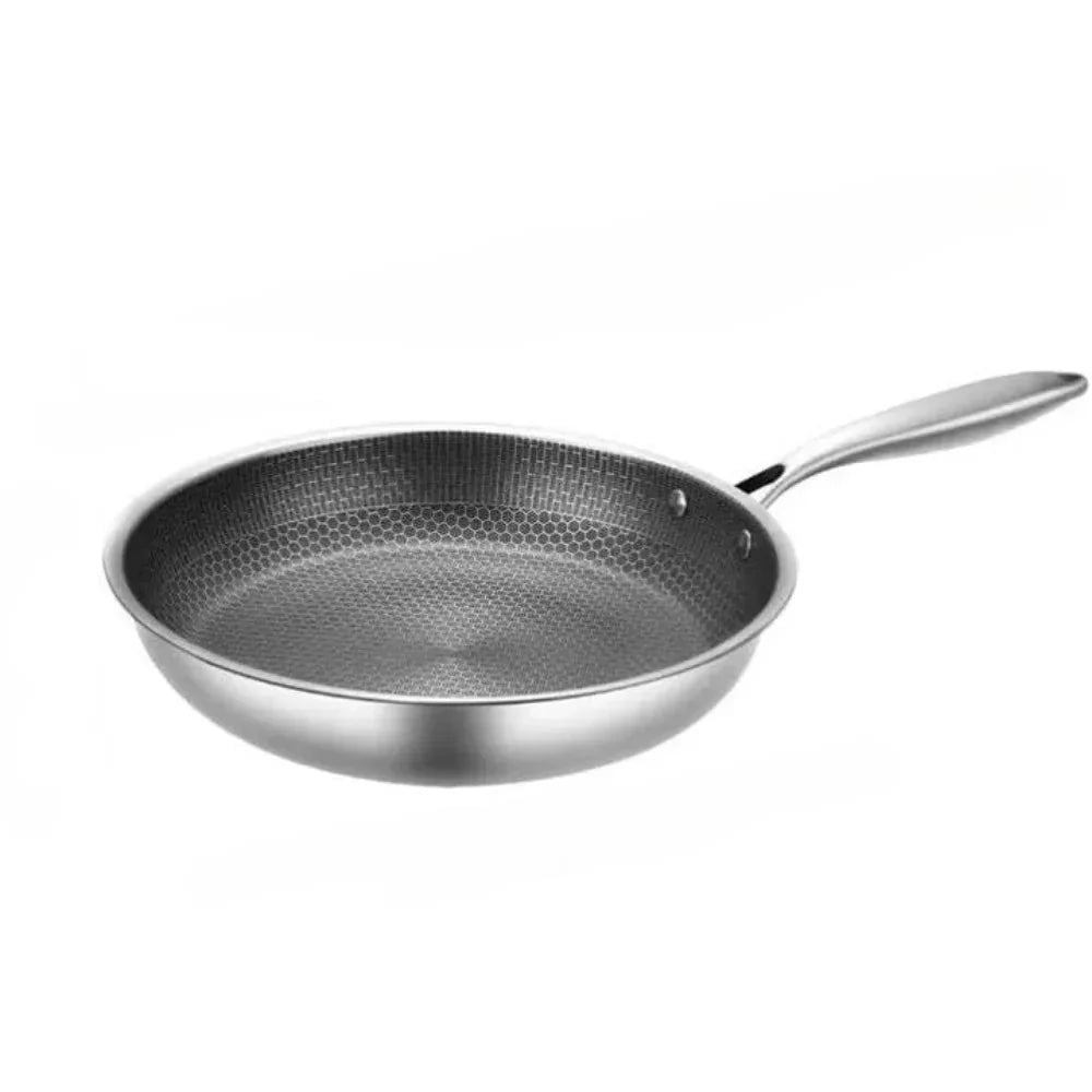 Premium 30cm Stainless Steel Honeycomb Nonstick Skillet Silver