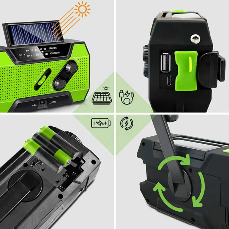 Emergency Radio with Power Bank Green