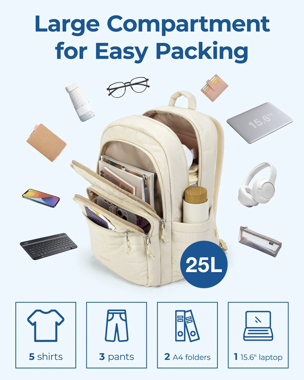 Waterproof Laptop Backpack Beige