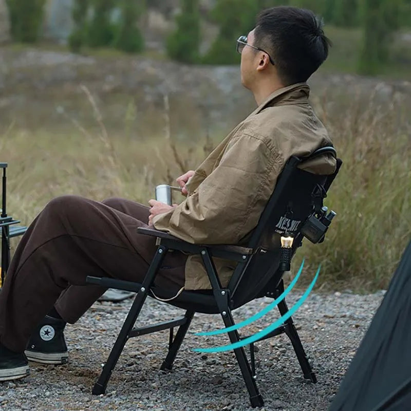 Outdoor Folding Chair Kermit-Style with Oak Armrests Black
