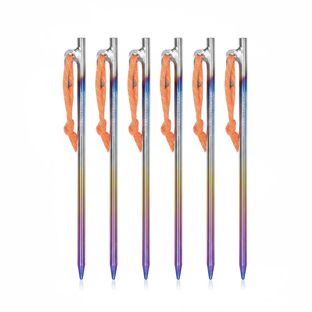 6-Piece Titanium Alloy Camping Tent Stakes Set