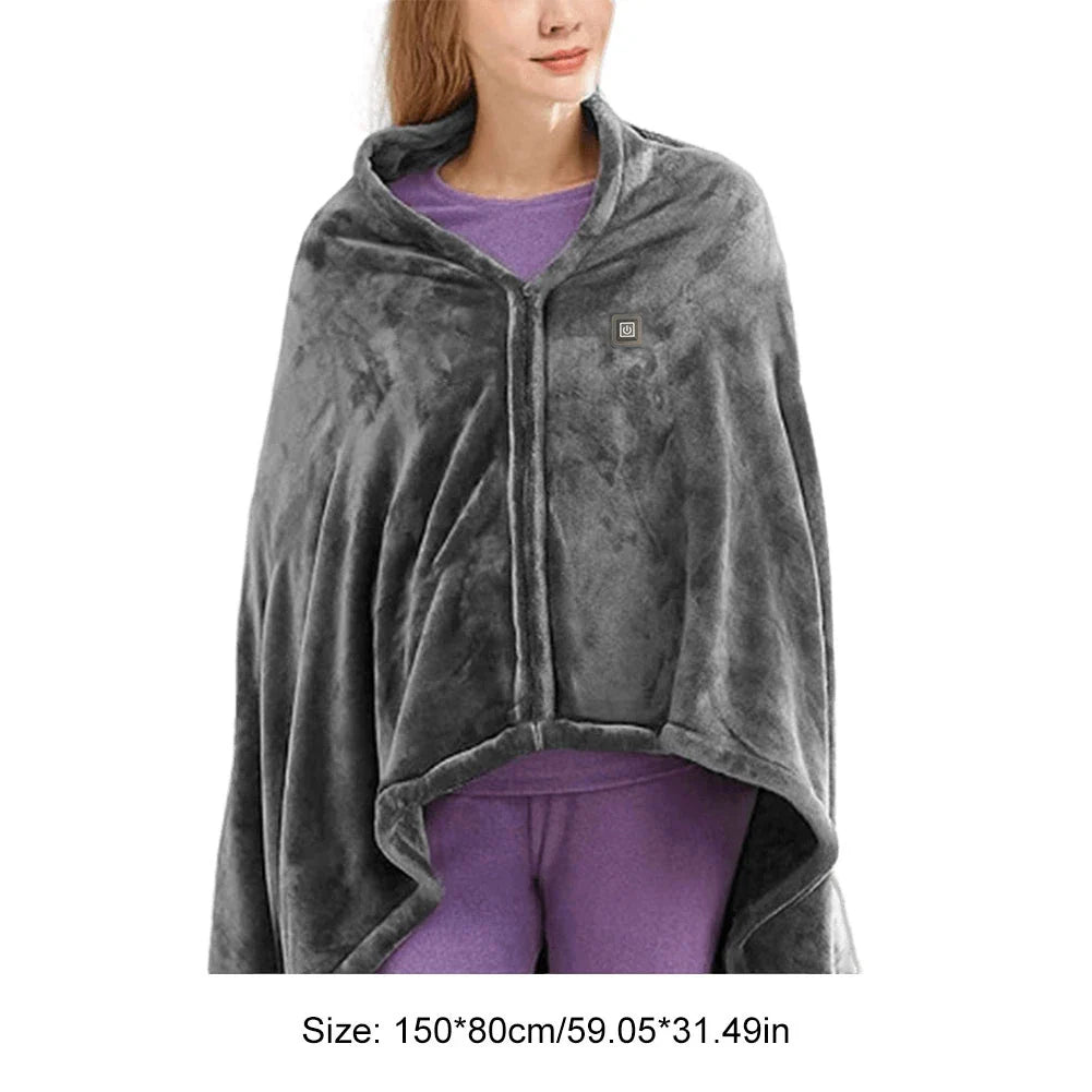 USB Heated Shawl Blanket – Electric Wearable Warming Blanket for Camping & Home
