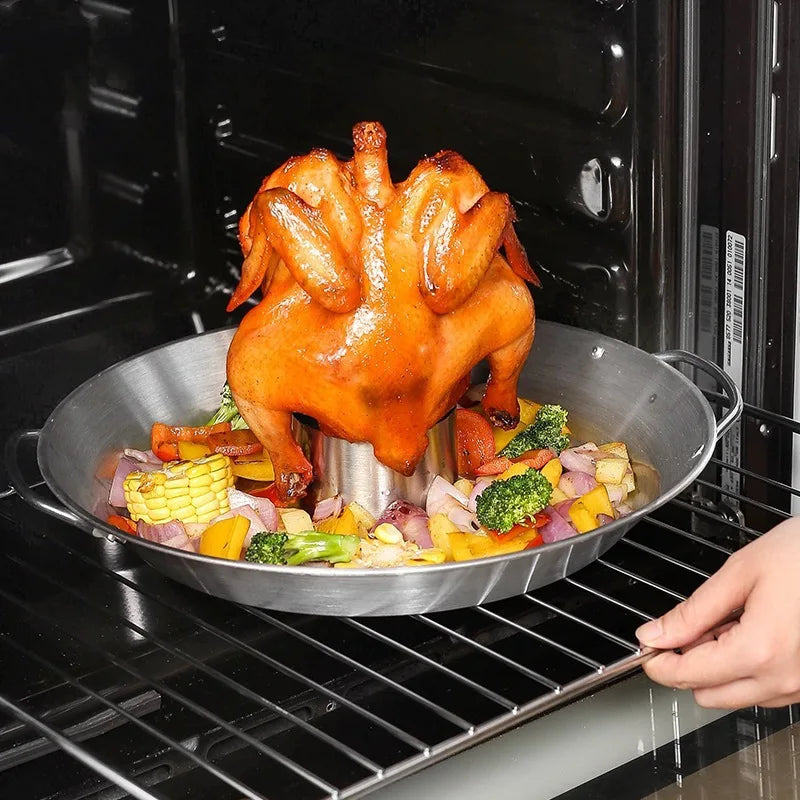 BBQ Chicken Holder Pan Silver