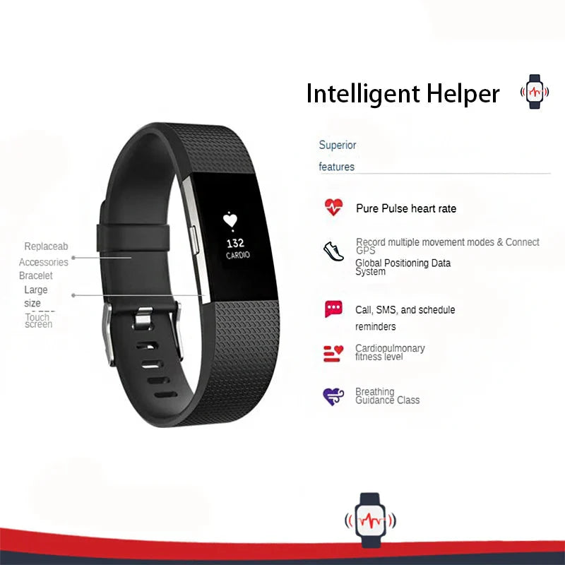 Smart Fitness Wristband Heart Rate Black