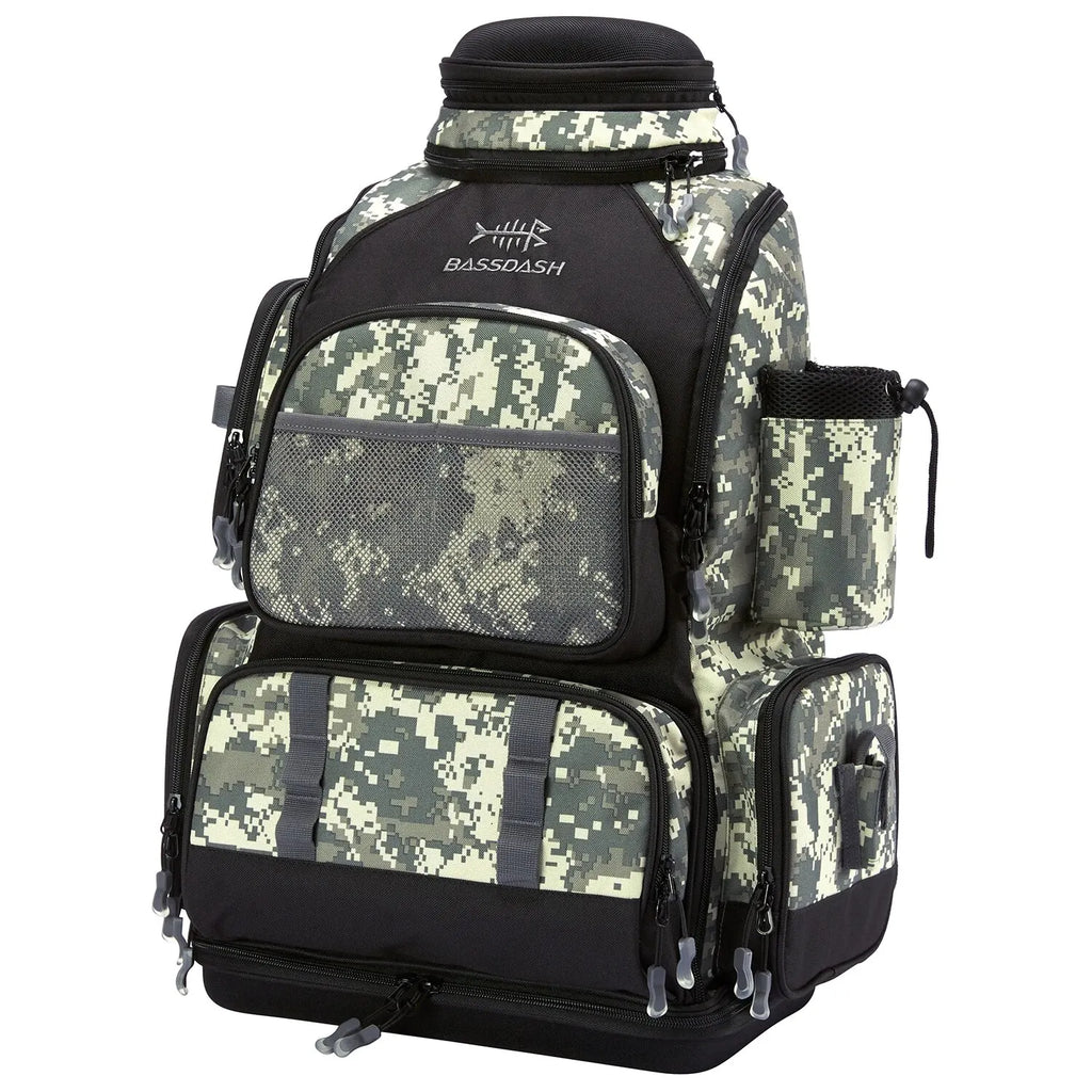NNEOBATackle Backpack with Rain Cover Rod Holders Army Green