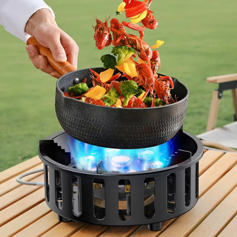 19800W 7-Core Portable Camping Gas Stove – Windproof Outdoor Burner with Electronic Ignition