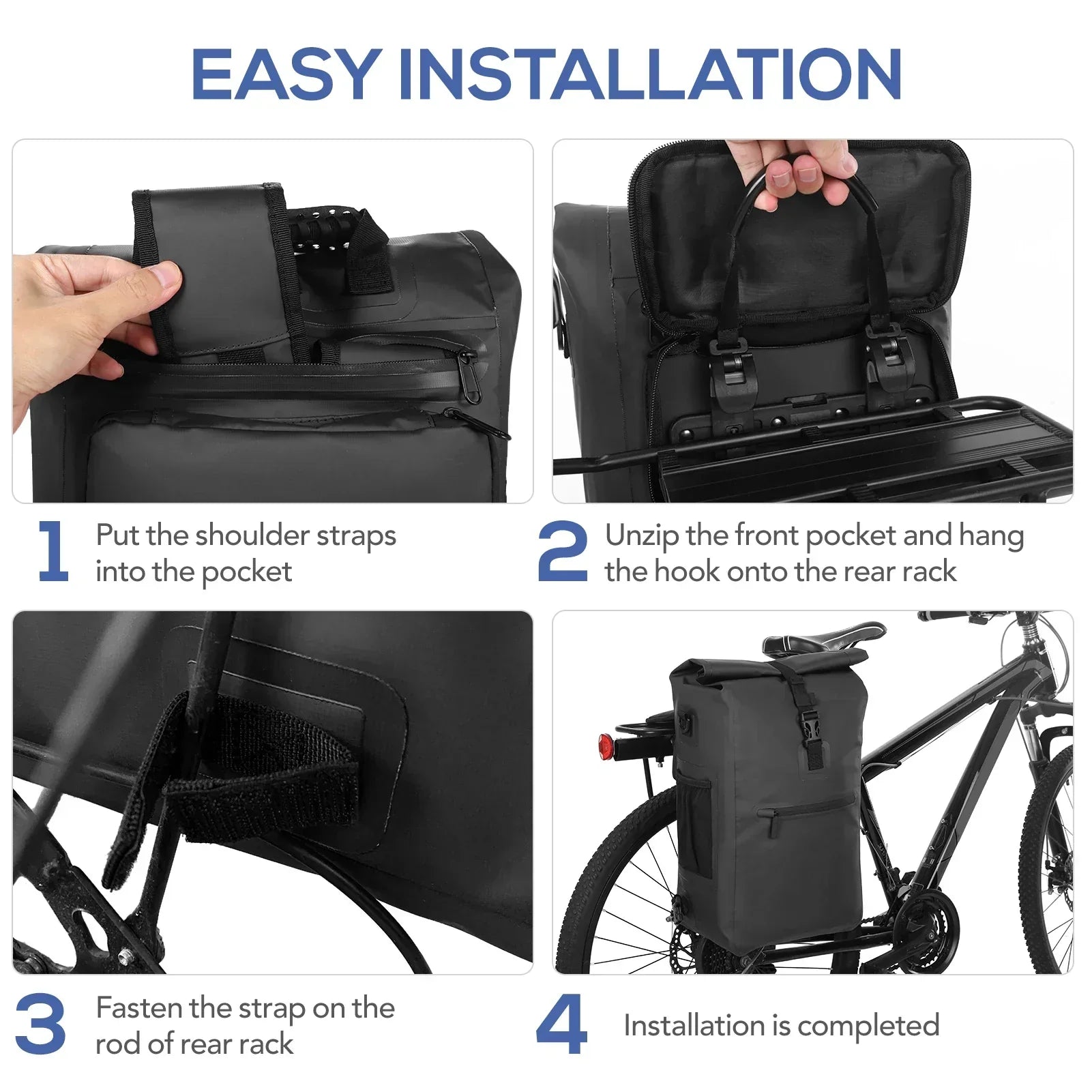 Outdoor Waterproof Bike Bag 3-in-1 MTB Bicycle Rear Rack