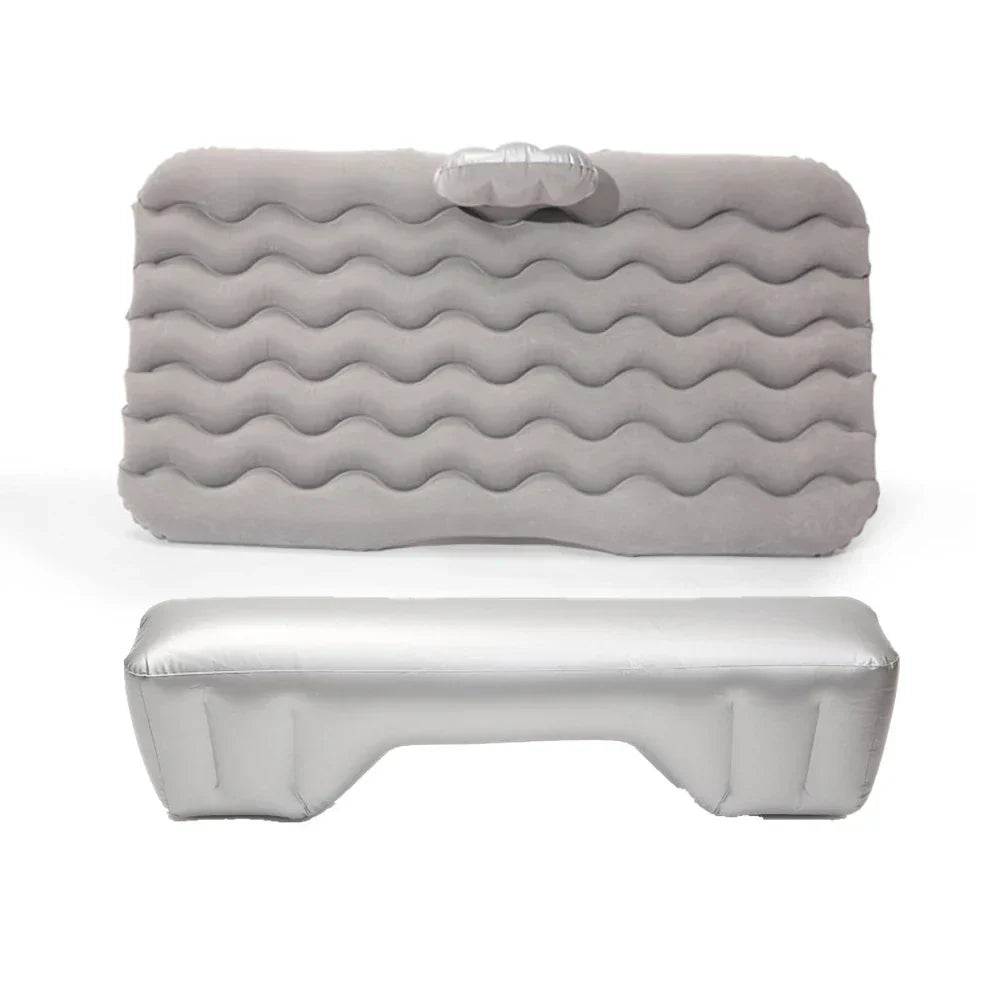 Universal Car Air Inflatable Travel Mattress Back Seat Bed with Pillow Grey