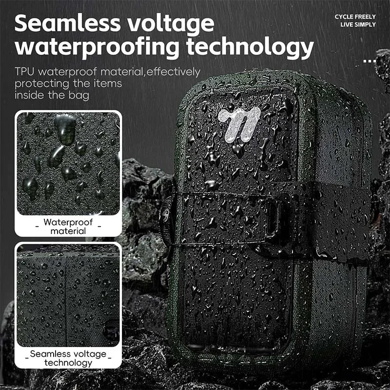 0.5L Seamless Waterproof Mini Bicycle Saddle Bag 600D TPU Green