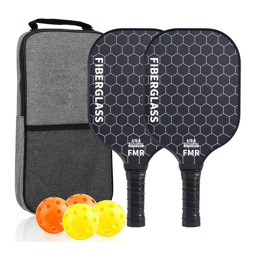 USAPA Approved Fiberglass Pickleball Paddle Set with 4 Balls