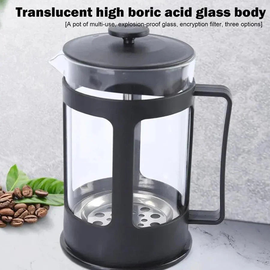 600ML Stainless Steel Coffee & Tea Brewer with Built in Filter & Handle Black