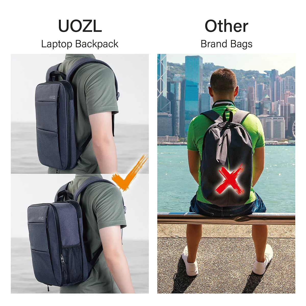 Slim Expandable Laptop Backpack Dark Grey