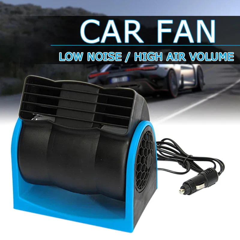 12V Adjustable Car Air Fan Dual Speed Silent Cooling Fan Blue