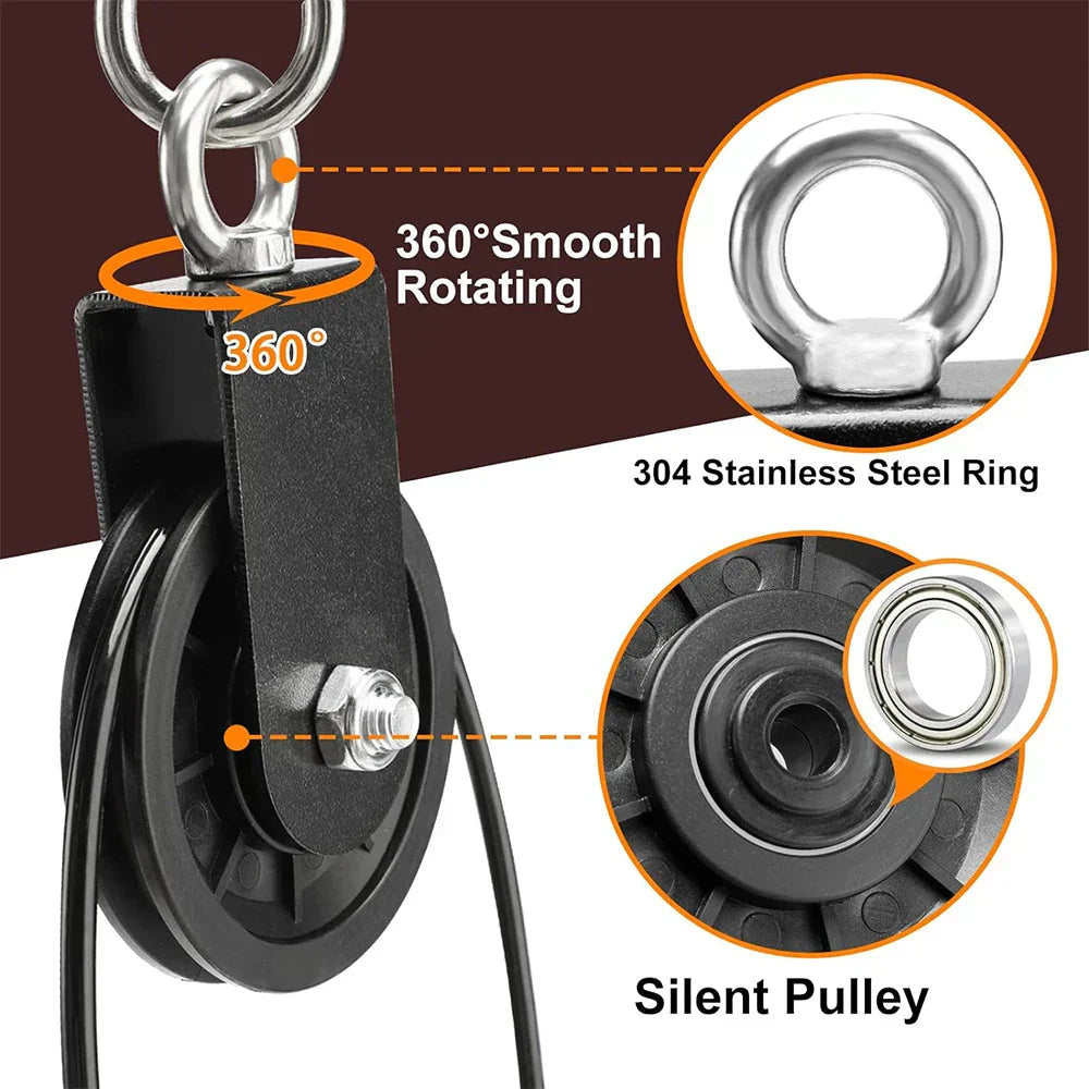 Pulley Cable System Pull Down Lift Attachment Black