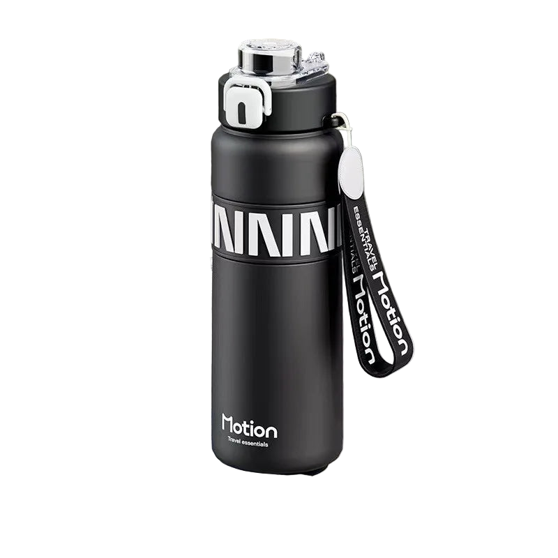 800ML Sports Vacuum Flask with Straw Black