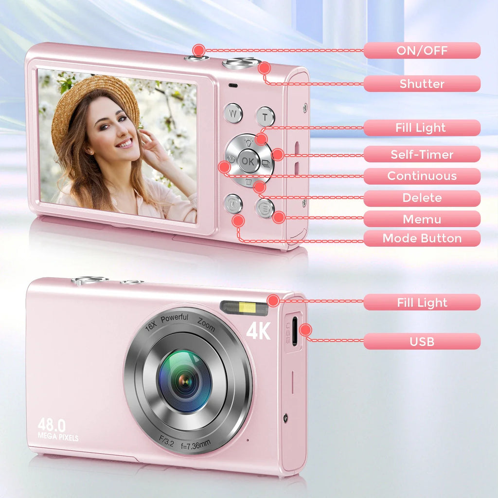 Digital Camera with Autofocus Pink