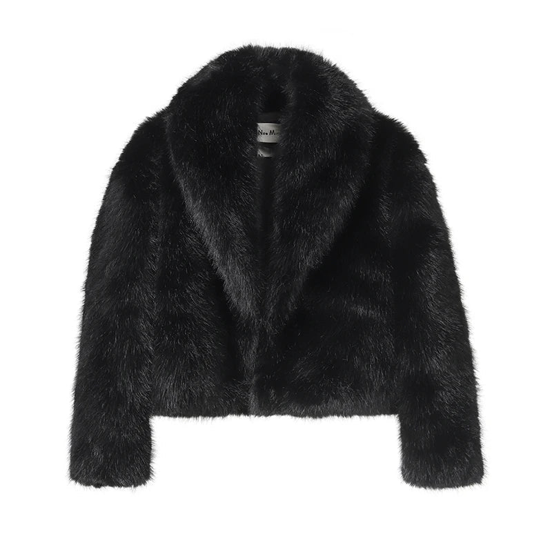 Neo Mint Faux Fox Fur Shawl Collar Jacket