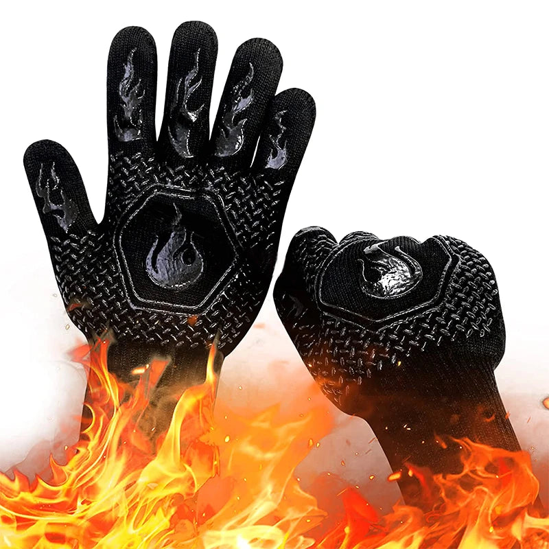 1 Pair Heat-Resistant Oven Gloves Black