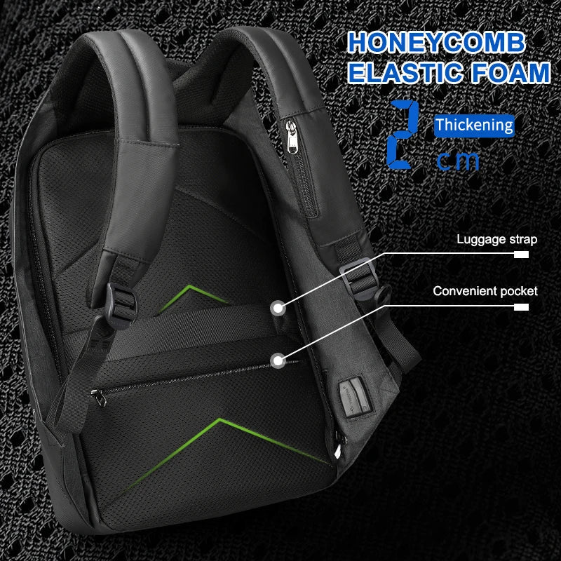 Anti-Theft Laptop Backpack USB Port Black