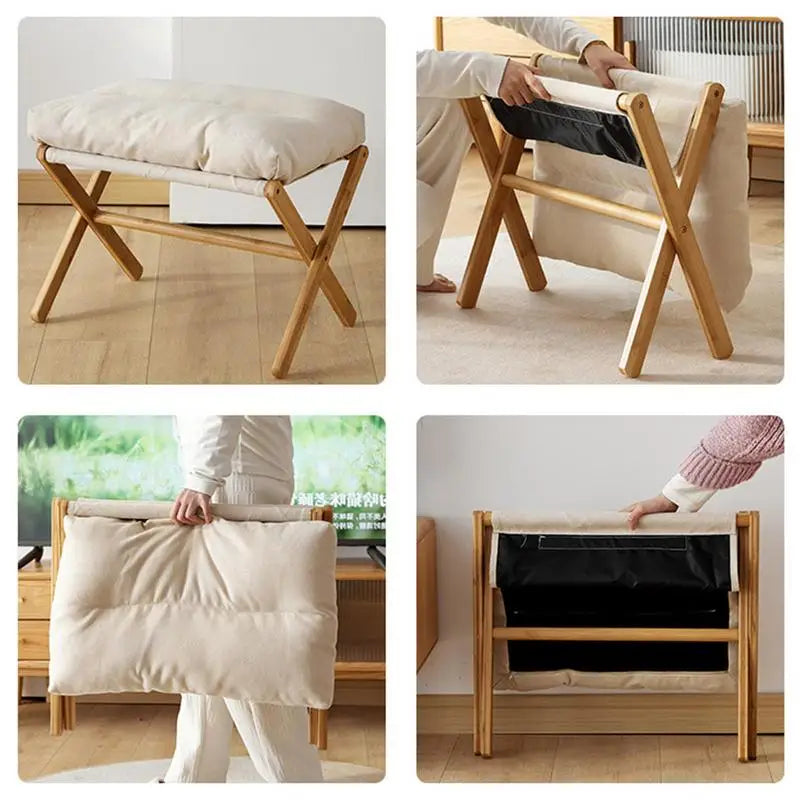 Versatile Velvet Footstool: Stylish, Easy-to-Clean, Space-Saving Design