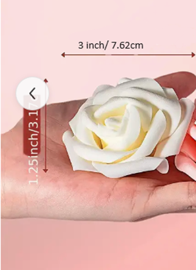 100-Piece Bulk Artificial Foam Roses - Milk White