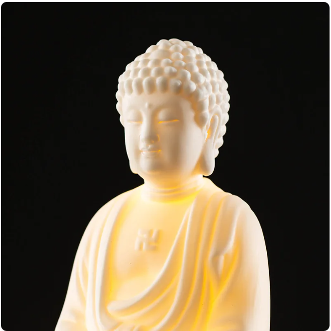Ceramic Buddha LED Lamp: Tranquil Dhyana Sculpture