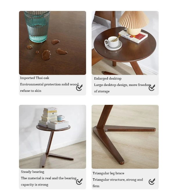 House Faction Solid Wood Edge Sofa Side Table - Walnut Finish