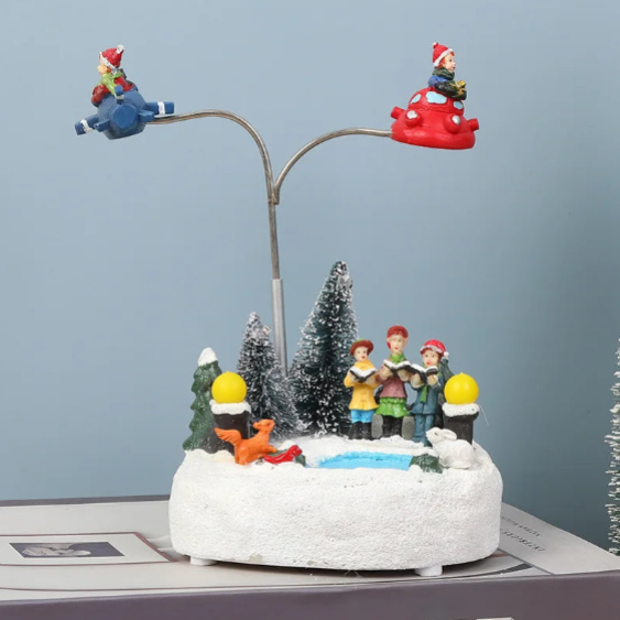 Christmas Village Scene Figurine With Led Lights