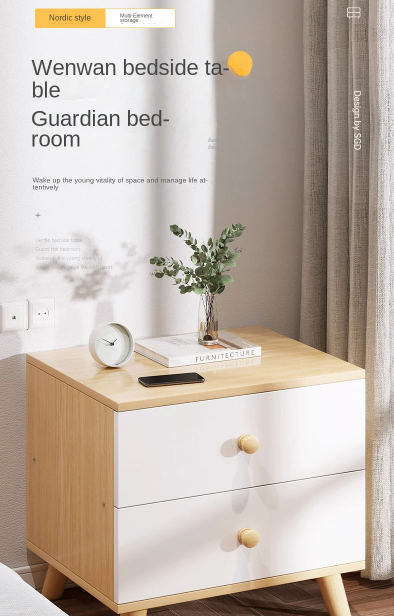 Modern Small Bedside Table Storage Cabinet For Rental Rooms