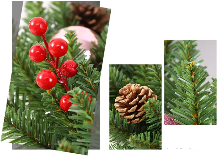 Led Christmas Wreath With Pine Cones & Berries