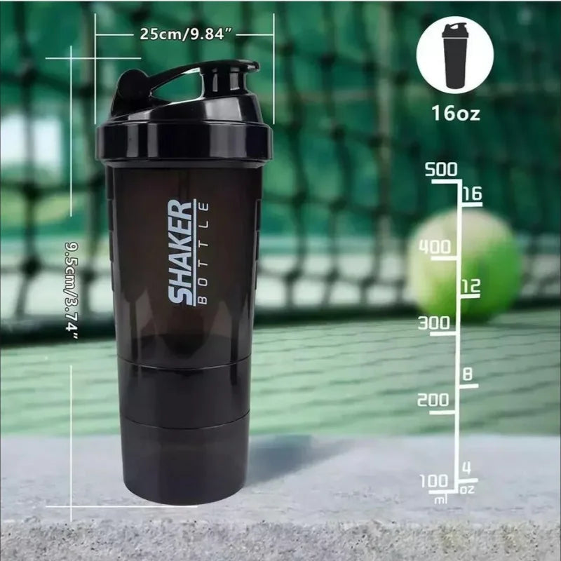 3-Layer Protein Shaker Bottle Black