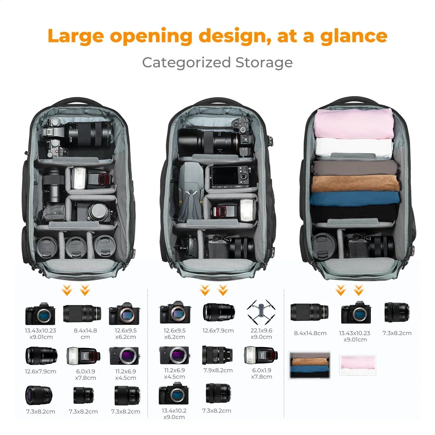Camera Backpack with Tripod Strap Outdoor Black
