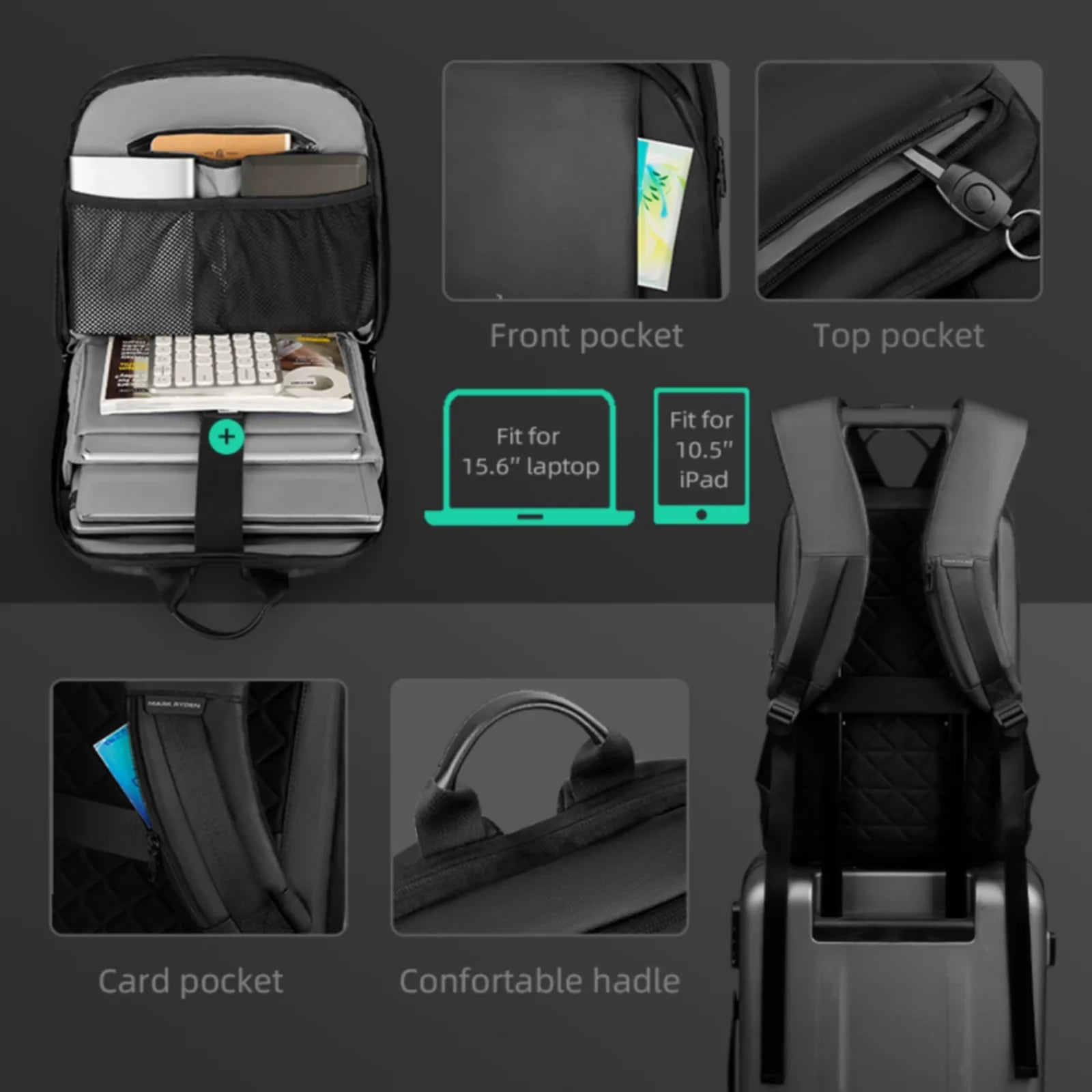 Thin Laptop Backpack Black