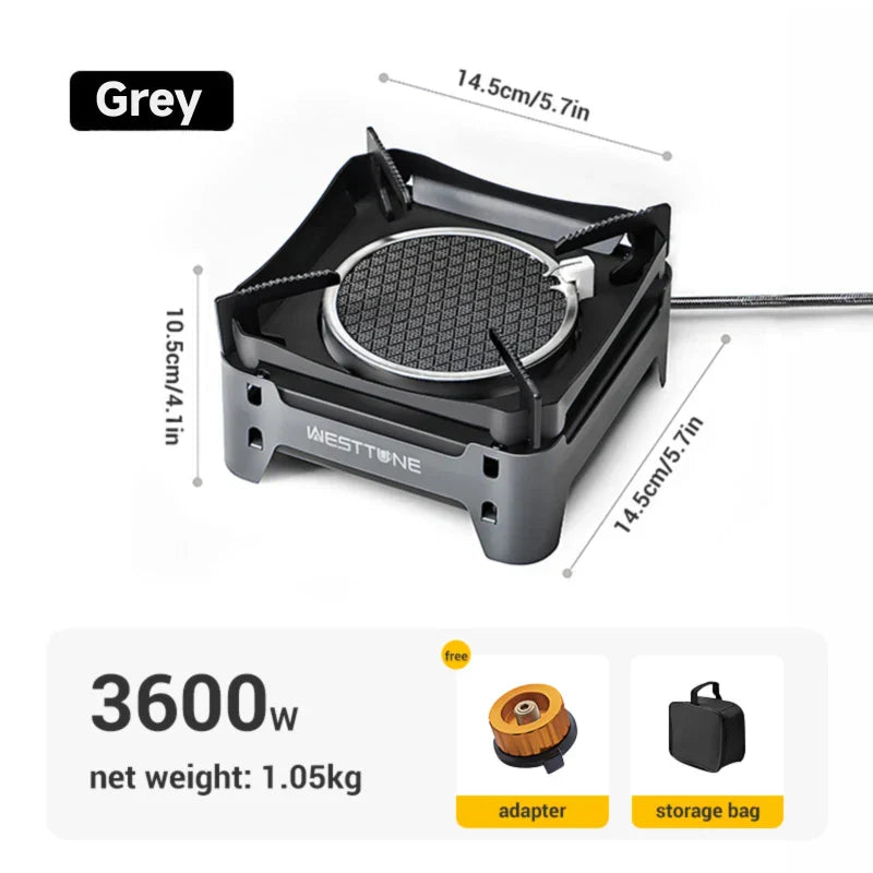 3600W Camping Infrared Gas Stove Grey