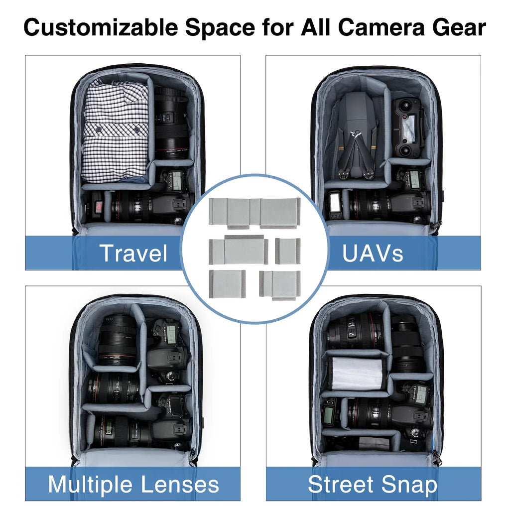 Camera Backpack with Laptop Compartment Black