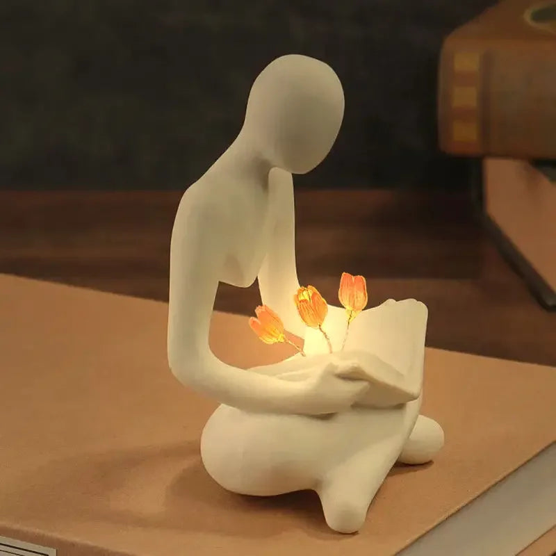 Elegance Illuminated: Abstract Figure Statue Lamp for Stylish Table Decor