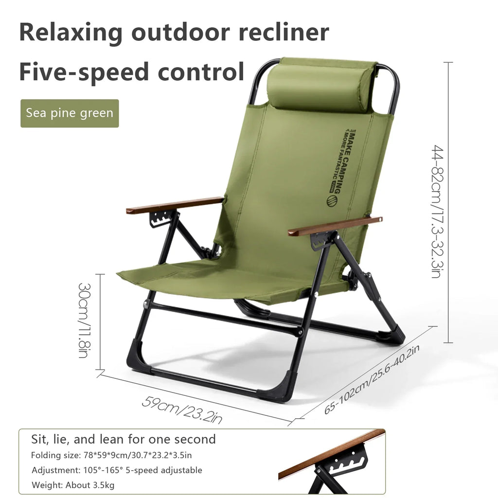 Camping Folding Chair with Detachable Pillow Green