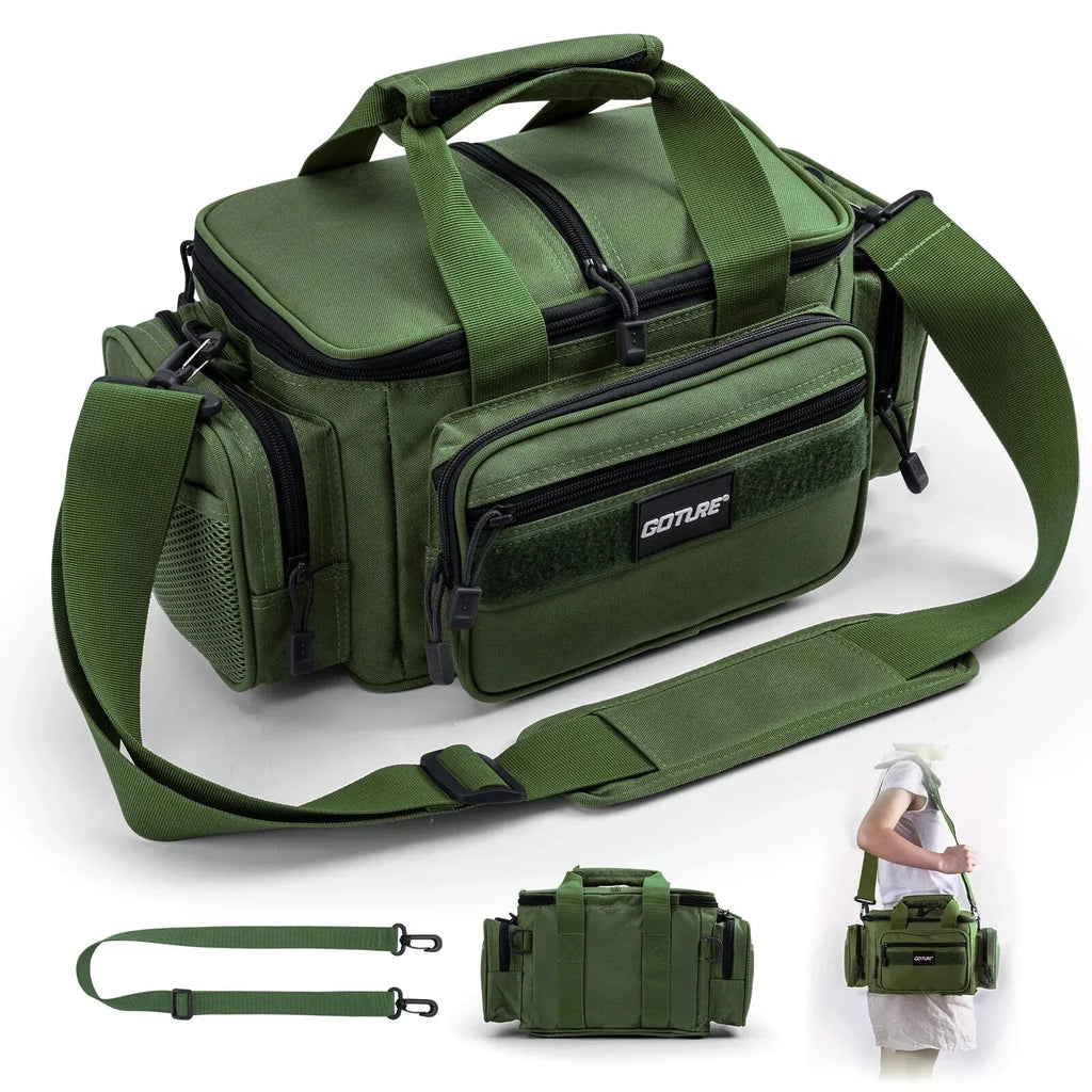 High-Capacity Tackle Shoulder Bag Outdoor Green
