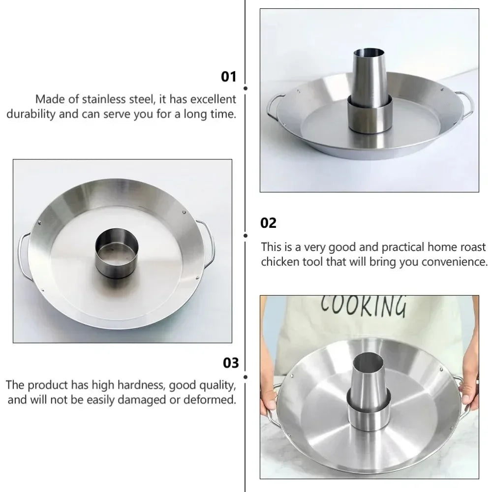BBQ Chicken Holder Pan Silver
