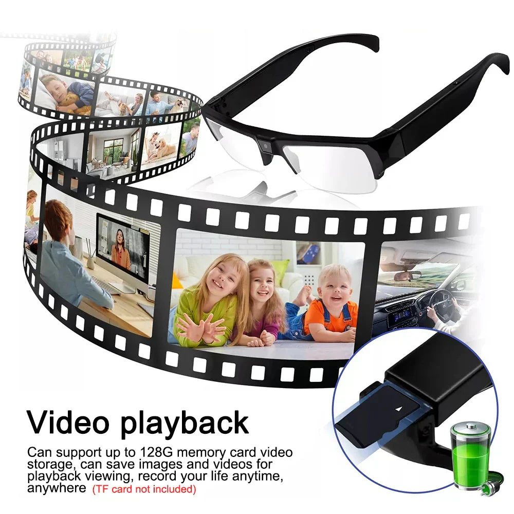 1080P HD Mini Camera Glasses Wearable DVR Video Recorder Black