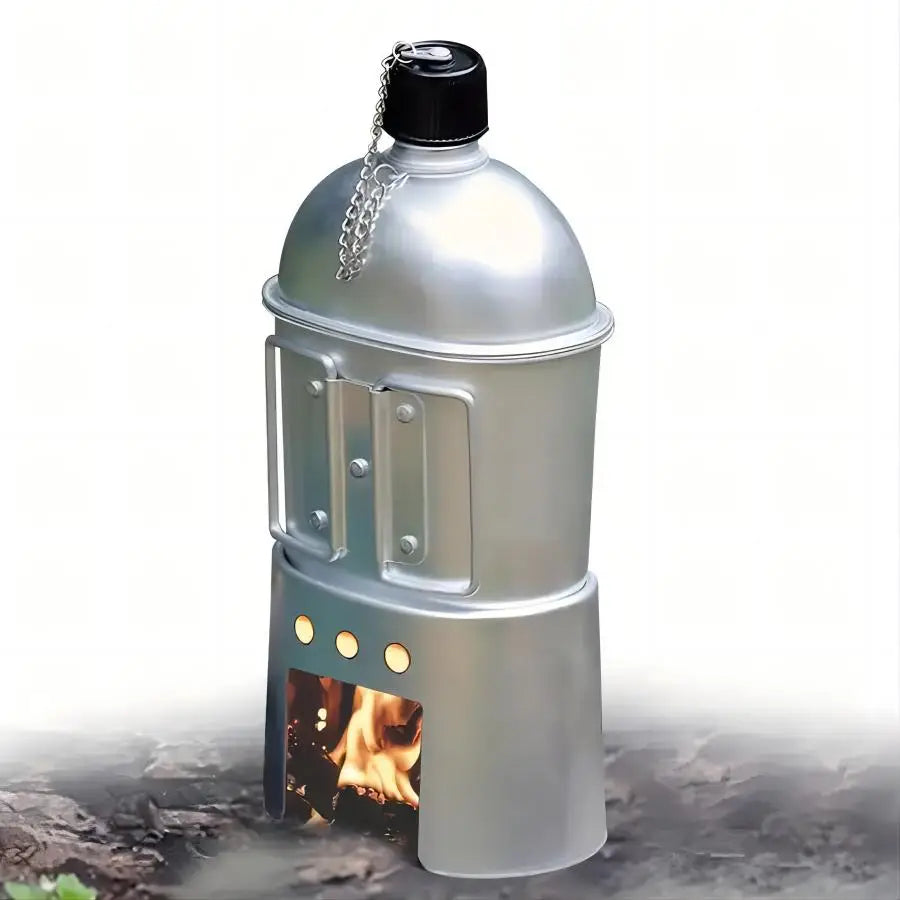 Camping Water Cup with Storage Pouch Silver