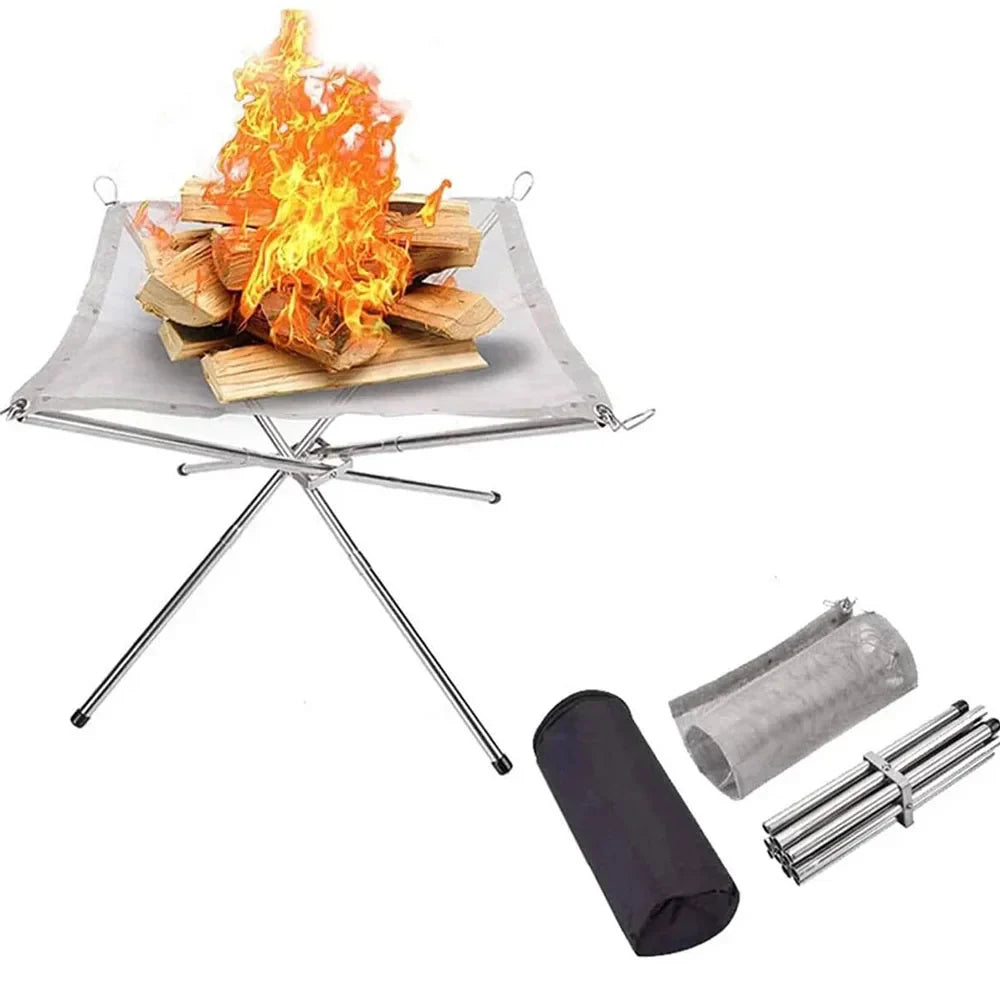 Foldable Stainless Steel Mesh Fire Pit Rack
