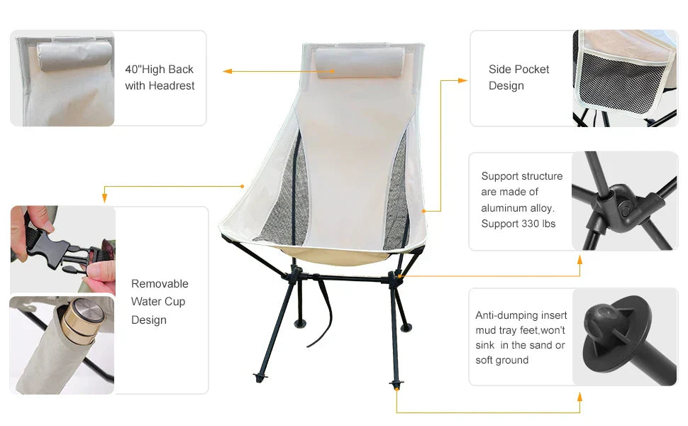 Ultra-Light Camping Chair Beige