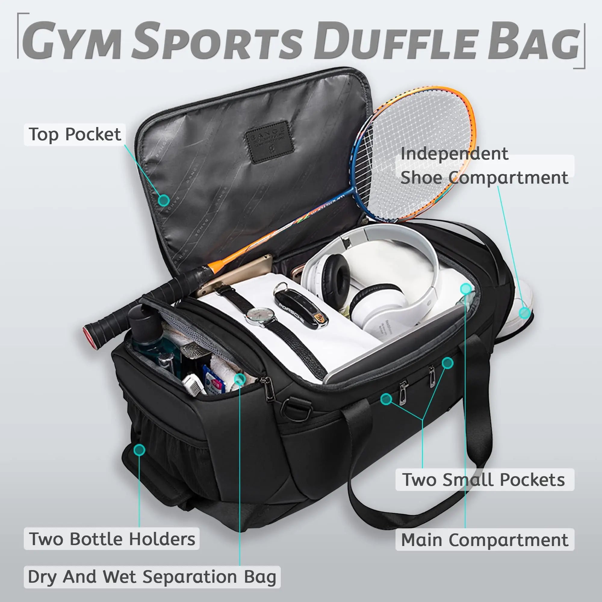 21-Inch Waterproof Duffel Travel Bag Black