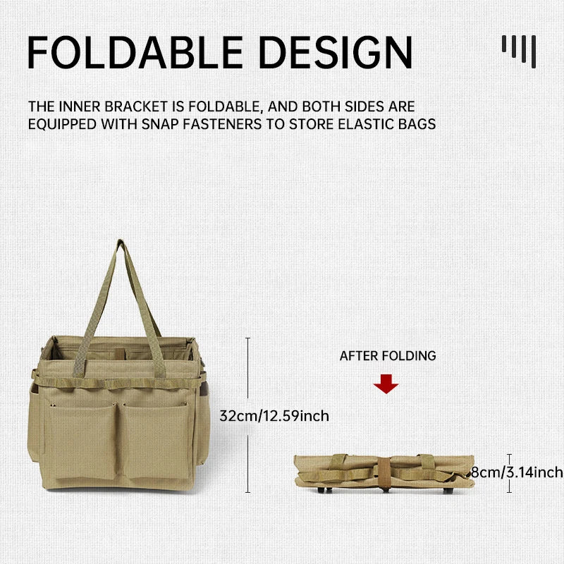 Multi-Functional Canvas Bag with Built-in Table Khaki